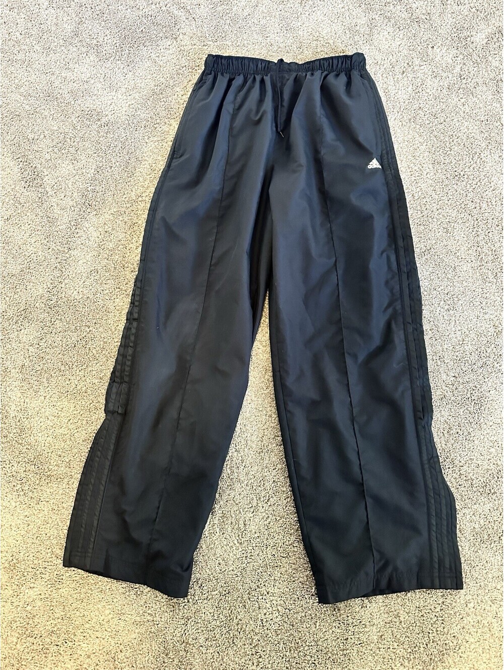 Vintage Y2K Adidas Pants Men Medium Black Windbreaker Joggers Track Baggy Lined
